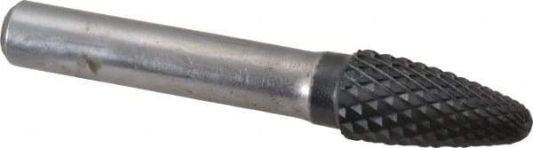 SGS Pro - 1/2" Cut Diam, 3/8" Shank Diam, Tree with Radius Head Double Cut Burr - Carbide, Radius End, 1" LOC, 3" OAL - Apex Tool & Supply