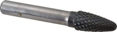 SGS Pro - 1/2" Cut Diam, 3/8" Shank Diam, Tree with Radius Head Double Cut Burr - Carbide, Radius End, 1" LOC, 3" OAL - Apex Tool & Supply