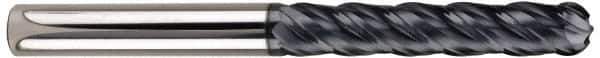 SGS - 1/2" Diam, 2" LOC, 4 Flute Solid Carbide Ball End Mill - AlTiN Finish, Single End, 4-1/2" OAL, 1/2" Shank Diam, Spiral Flute - Apex Tool & Supply