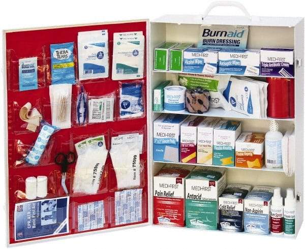 Medique - 1,300 Piece, 125 Person, Industrial First Aid Kit - 15-1/4" Wide x 22-1/4" Deep x 5-1/2" High, Metal Cabinet - Apex Tool & Supply
