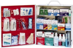 Medique - 1,100 Piece, 100 Person, Industrial First Aid Kit - 13-3/4" Wide x 16-1/4" Deep x 5-1/2" High, Metal Cabinet - Apex Tool & Supply