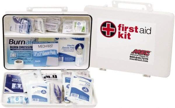 Medique - 200 Piece, 50 Person, Industrial First Aid Kit - 13-3/4" Wide x 9-1/2" Deep x 3" High, Plastic Case - Apex Tool & Supply