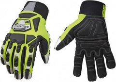 Youngstown - Size 3XL (12), ANSI Cut Lvl 4, Puncture Lvl 4, Abrasion Lvl 4, Cut & Puncture Resistant Gloves - Kevlar Lining, Slip-On Cuff, Hi-Vis Lime/Black, Paired - Apex Tool & Supply