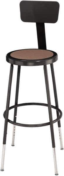 NPS - 14 Inch Wide x 14 Inch Deep x 25 to 32-1/2 Inch High, Steel Base, Adjustable Height Stool - Hardboard Seat, Black - Apex Tool & Supply