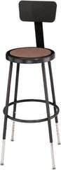 NPS - 14 Inch Wide x 14 Inch Deep x 25 to 32-1/2 Inch High, Steel Base, Adjustable Height Stool - Hardboard Seat, Black - Apex Tool & Supply