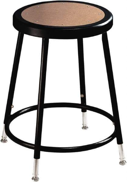 NPS - 14 Inch Wide x 14 Inch Deep x 19 to 26-1/2 Inch High, Steel Base, Adjustable Height Stool - Hardboard Seat, Black - Apex Tool & Supply