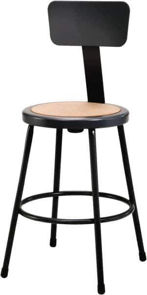 NPS - 24 Inch High, Stationary Fixed Height Stool with Adjustable Height Backrest - 14 Inch Deep x 14 Inch Wide, Hardboard Seat, Black - Apex Tool & Supply
