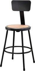 NPS - 24 Inch High, Stationary Fixed Height Stool with Adjustable Height Backrest - 14 Inch Deep x 14 Inch Wide, Hardboard Seat, Black - Apex Tool & Supply