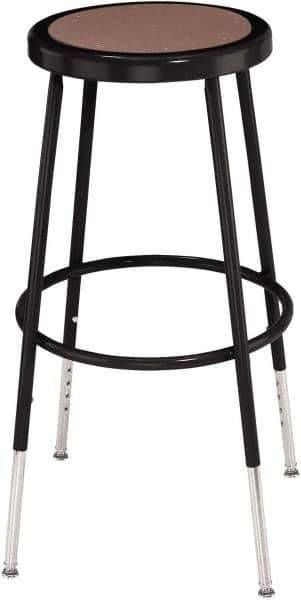 NPS - 14 Inch Wide x 14 Inch Deep x 25 to 33 Inch High, Steel Base, Adjustable Height Stool - Hardboard Seat, Black - Apex Tool & Supply