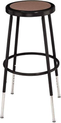 NPS - 14 Inch Wide x 14 Inch Deep x 25 to 33 Inch High, Steel Base, Adjustable Height Stool - Hardboard Seat, Black - Apex Tool & Supply
