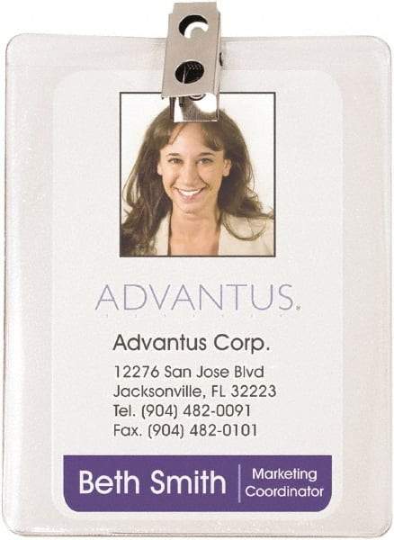 ADVANTUS - Clip-On Badge Holder - Clear - Apex Tool & Supply