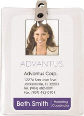 ADVANTUS - Clip-On Badge Holder - Clear - Apex Tool & Supply