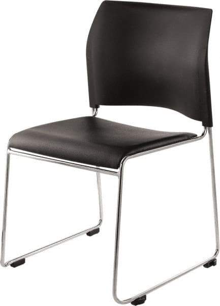 NPS - Vinyl Black Stacking Chair - Chrome Frame, 20" Wide x 19-1/4" Deep x 30" High - Apex Tool & Supply