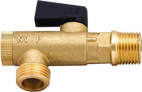 PRO-SOURCE - 1/2 x 1/2" Pipe, NPT Port, Brass Filter Ball Valve - Inline - One Way Flow, NPT Ends, Wedge Handle, 725 WOG - Apex Tool & Supply