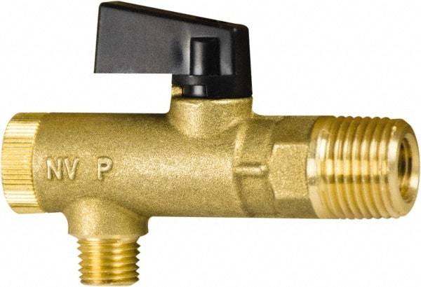 PRO-SOURCE - 3/8" Pipe, NPT Port, Brass Filter Ball Valve - Inline - One Way Flow, MNPT x FNPT Ends, Wedge Handle, 725 WOG - Apex Tool & Supply