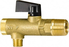 PRO-SOURCE - 1/2" Pipe, NPT Port, Brass Filter Ball Valve - Inline - One Way Flow, MNPT x FNPT Ends, Wedge Handle, 725 WOG - Apex Tool & Supply
