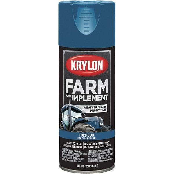 Krylon - Blue (Ford), 12 oz Net Fill, Gloss, Farm & Equipment Spray Paint - 12 oz Container, Use on Equipment - Apex Tool & Supply