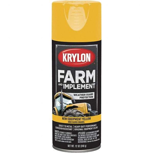 Krylon - Yellow, 12 oz Net Fill, Gloss, Farm & Equipment Spray Paint - 12 oz Container, Use on Equipment - Apex Tool & Supply