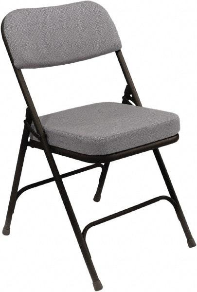 NPS - 18" Wide x 20-3/4" Deep x 32" High, Steel & Fabric Folding Chair with Fabric Padded Seat - Grey - Apex Tool & Supply