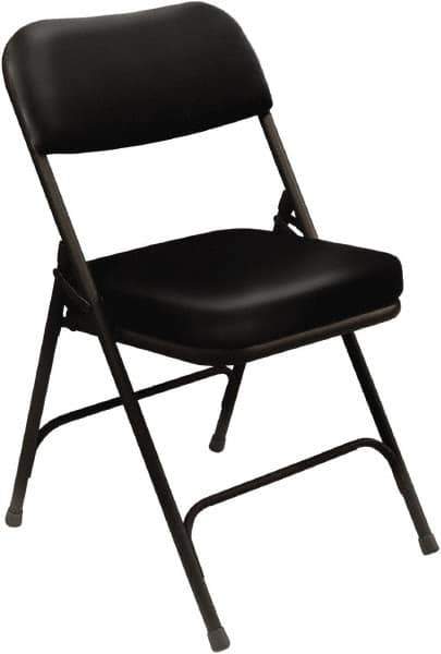 NPS - 18" Wide x 20-3/4" Deep x 32" High, Steel & Vinyl Folding Chair with Vinyl Padded Seat - Black - Apex Tool & Supply