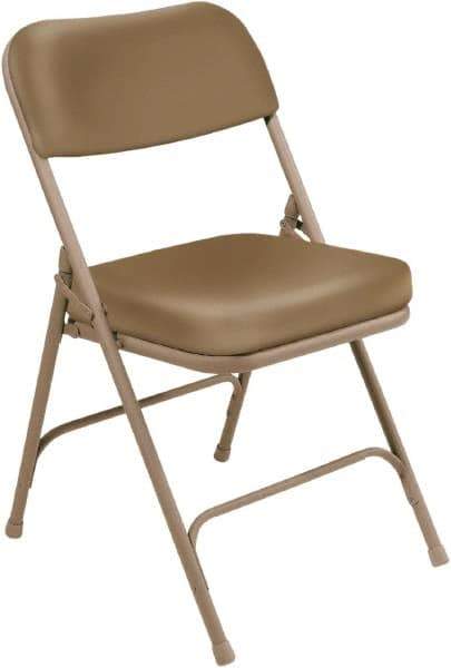 NPS - 18" Wide x 20-3/4" Deep x 32" High, Steel & Vinyl Folding Chair with Vinyl Padded Seat - Beige - Apex Tool & Supply