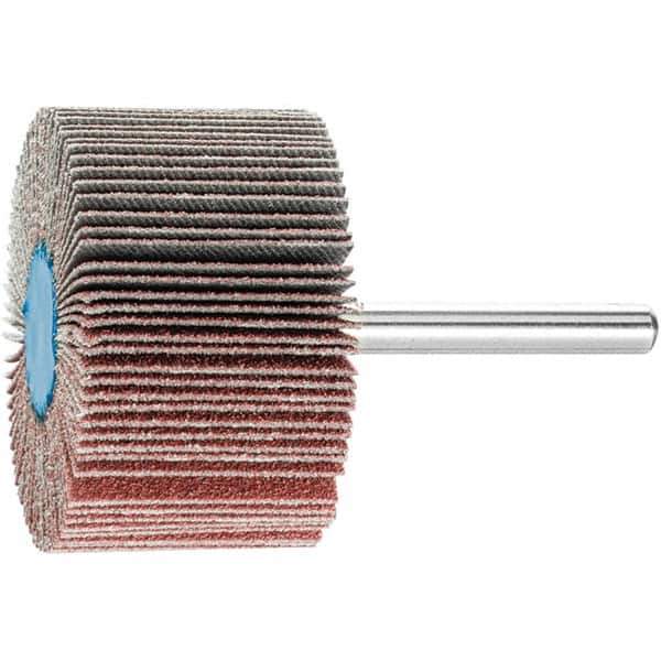 PFERD - 2" Diam x 1" Face Width, Aluminum Oxide Coated Mounted Flap Wheel - 1/4" Shank Mount, 80 Grit, 23,000 Max RPM - Apex Tool & Supply