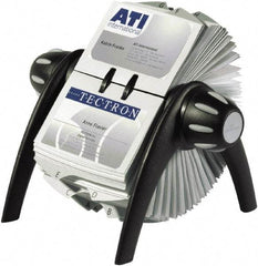 DURABLE - Black/Silver Open Rotary Business Card File - Plastic - Apex Tool & Supply