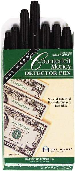 Dri-Mark - Black Counterfeit Detector Marker - Felt Tip, Chemically Sensitive Ink - Apex Tool & Supply