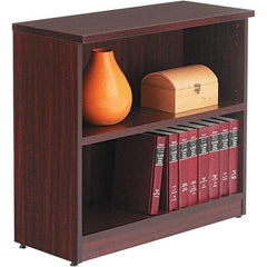 ALERA - 2 Shelf, 29-1/2" High x 31-3/4" Wide Bookcase - 14" Deep, Woodgrain Laminate, Mahogany - Apex Tool & Supply