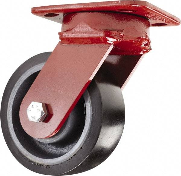 Hamilton - 5" Diam x 2" Wide x 6-1/2" OAH Top Plate Mount Swivel Caster - Polyurethane, 1,360 Lb Capacity, Sealed Precision Ball Bearing, 4 x 5" Plate - Apex Tool & Supply