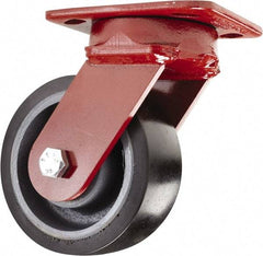 Hamilton - 5" Diam x 2" Wide x 6-1/2" OAH Top Plate Mount Swivel Caster - Polyurethane, 1,360 Lb Capacity, Sealed Precision Ball Bearing, 4 x 5" Plate - Apex Tool & Supply