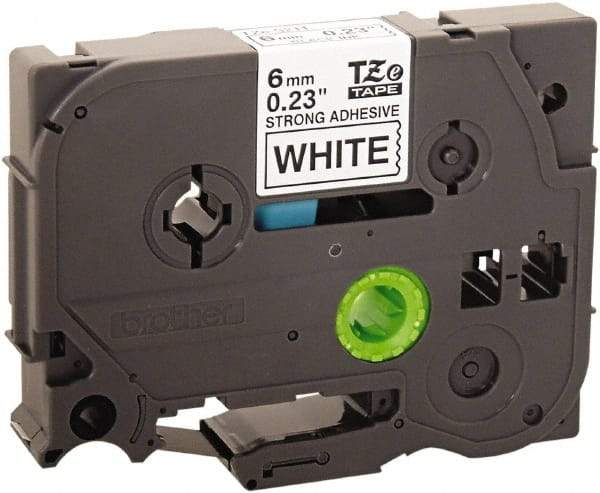 Brother - 1/4" Wide x 314.4" Long, White Plastic/Paper Tape Cassette - For Label Maker - Apex Tool & Supply