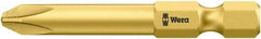 Wera - #1, Hex Drive Phillips Power Screwdriver Bit - 1/4" Drive, 2" OAL - Apex Tool & Supply