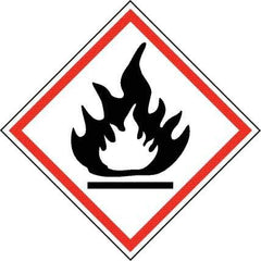 NMC - Hazardous Materials Label, Header: Flammable Warning - Legend: GHS - Graphic, English, Black & Red, 2" Long x 2" High, No Coating - Apex Tool & Supply