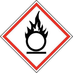 NMC - Hazardous Materials Label, Header: Oxidizer Warning - Legend: GHS - Graphic, English, Black & Red, 2" Long x 2" High, No Coating - Apex Tool & Supply