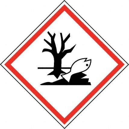 NMC - Hazardous Materials Label, Header: Dangerous for Environment Warning - Legend: GHS - Graphic, English, Black & Red, 2" Long x 2" High, No Coating - Apex Tool & Supply