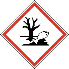 NMC - Hazardous Materials Label, Header: Dangerous for Environment Warning - Legend: GHS - Graphic, English, Black & Red, 2" Long x 2" High, No Coating - Apex Tool & Supply
