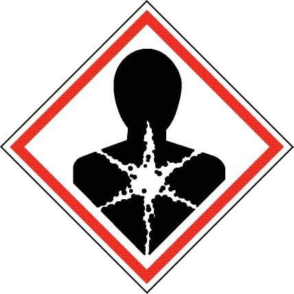 NMC - Hazardous Materials Label, Header: Health Hazard - Legend: GHS - Graphic, English, Black & Red, 2" Long x 2" High, No Coating - Apex Tool & Supply