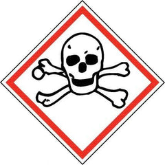 NMC - Hazardous Materials Label, Header: Toxic Warning - Legend: GHS - Graphic, English, Black & Red, 2" Long x 2" High, No Coating - Apex Tool & Supply