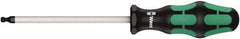 Wera - 1/4" Hex Ball End Driver - 5" Bade Length, Ergonomic Cushion Grip Handle, 230mm OAL - Apex Tool & Supply
