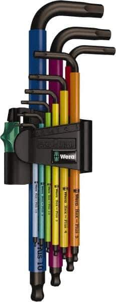 Wera - 9 Piece L-Key Hex Key Set - Hex Range 1.5 to 10mm - Apex Tool & Supply