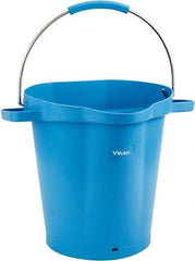 Vikan - 5 Gal, 18" High, Polypropylene Round Blue Single Pail with Pour Spout - Handle Included, 15.4mm Top Length x 18.9" Top Width x 18.9" Top Diam - Apex Tool & Supply