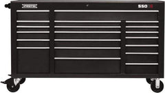 Proto - 20 Drawer Mobile Workstation - 67" Wide x 25-1/4" Deep x 41" High, Steel, Dual Black - Apex Tool & Supply