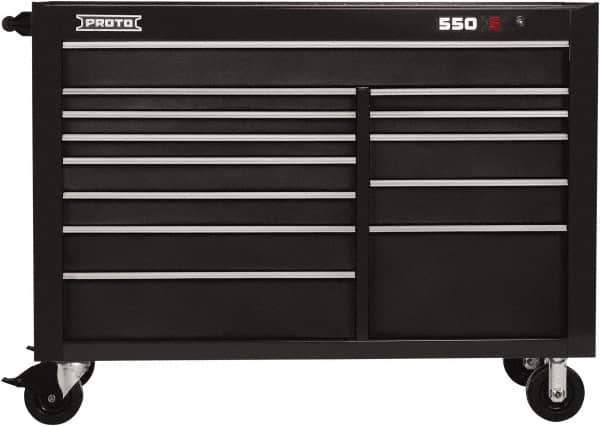 Proto - 13 Drawer Mobile Workstation - 57" Wide x 25-1/4" Deep x 43" High, Steel, Dual Black - Apex Tool & Supply