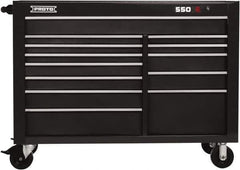 Proto - 13 Drawer Mobile Workstation - 57" Wide x 25-1/4" Deep x 43" High, Steel, Dual Black - Apex Tool & Supply