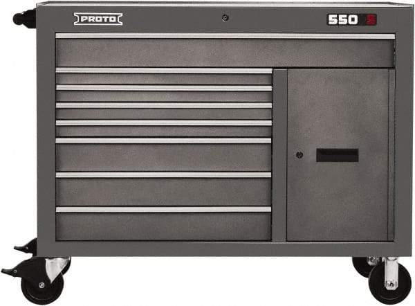 Proto - 1 Shelf, 8 Drawer, 1 Door Mobile Workstation - 50" Wide x 25-1/4" Deep x 41" High, Steel, Dual Gray - Apex Tool & Supply