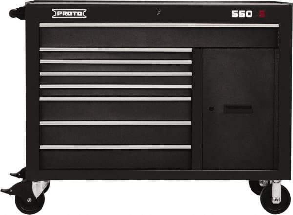 Proto - 1 Shelf, 8 Drawer, 1 Door Mobile Workstation - 50" Wide x 25-1/4" Deep x 41" High, Steel, Dual Black - Apex Tool & Supply