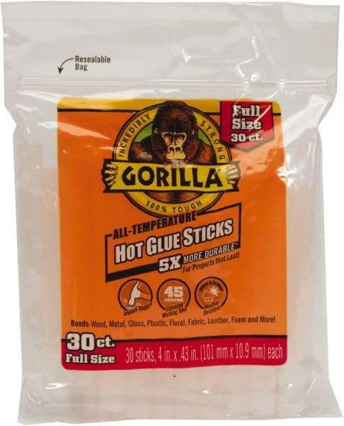 Gorilla Glue - 0.43" Diam, 4" Long, Clear, Hot Melt, Low Melt Glue Stick - Apex Tool & Supply
