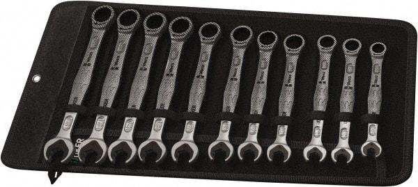 Wera - 11 Piece, 8mm to 19mm, Combination Wrench Set - Metric Measurement Standard, Chrome Vanadium Finish, Comes in Canvas Tool Holster - Apex Tool & Supply