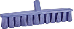 Vikan - 15.25" Fine Particle Polyester Push Broom - 1-7/8" Bristle Length, Plastic Block, European Threaded Handle Connection, Handle Sold Separately - Apex Tool & Supply